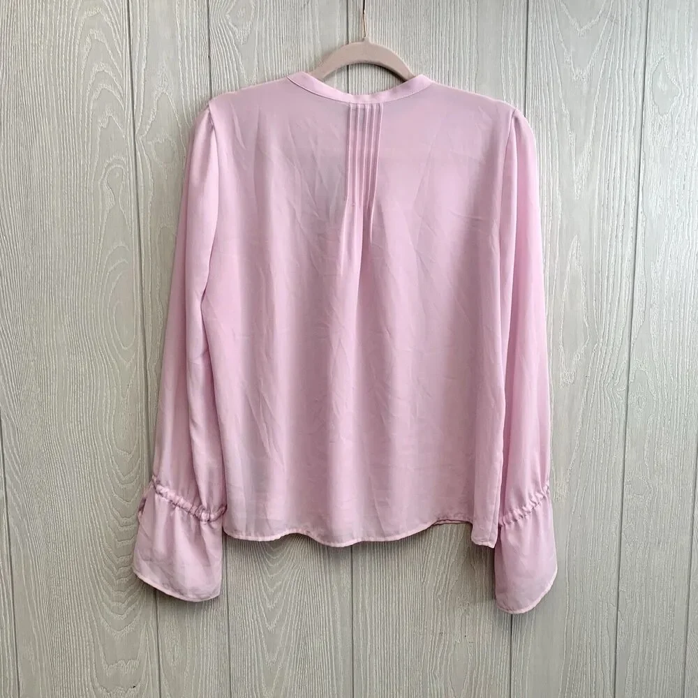 J. Crew Pink Tie Sleeve Pleated Blouse Size Small NWT